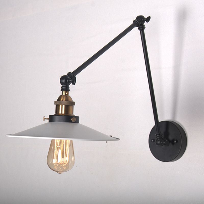 White Metal Cone Shade Industry Style Wandlampe 2 Abschnitte Schwung Retro-Wandleuchten für das Restaurant