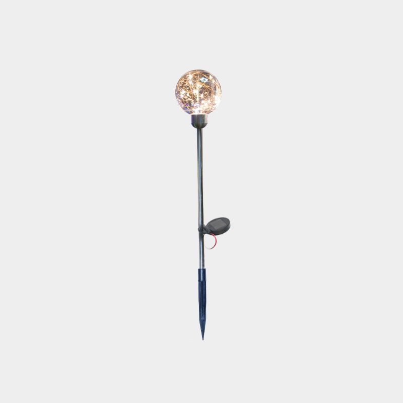 Art Decor Sphere Ground Light Stainless-Steel Courtyard LED Stake Lighting, Warm Light