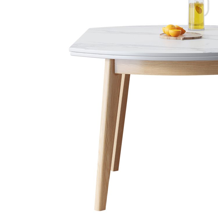 Modern Sintered Stone Dining Room Set with Round Table and Wooden Base Dining Table Furniture