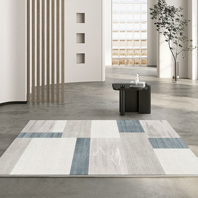 Gray Pattern Rug Polyester Simple Indoor Rug Non-Slip Backing Rug for Home Decor