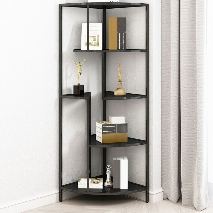 Industrial Metal Corner Bookshelf Open Vertical Bookshelf for Living Room