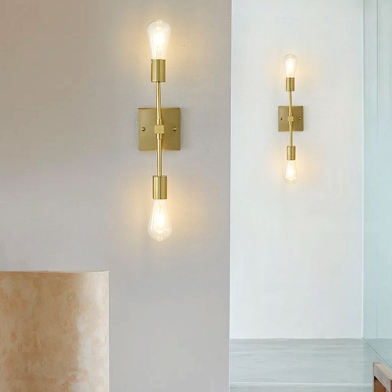 Modern Metal Wall Sconce Cylinder Shape Vanity Lamp for Bathroom in Gold