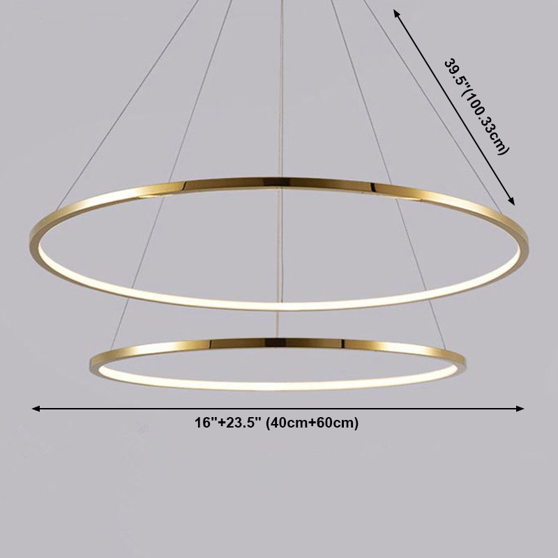 Modern Metal Chandelier Multi-Layer Circle Chandelier Pendant Lamps in Gold for Living Room