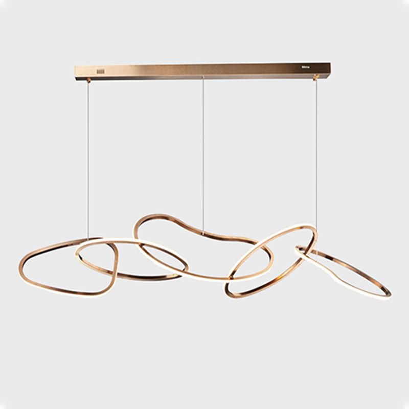 5 Light Circles Island Lighting Fixtures Contemporary Metal Island Lighting Ideas in Gold