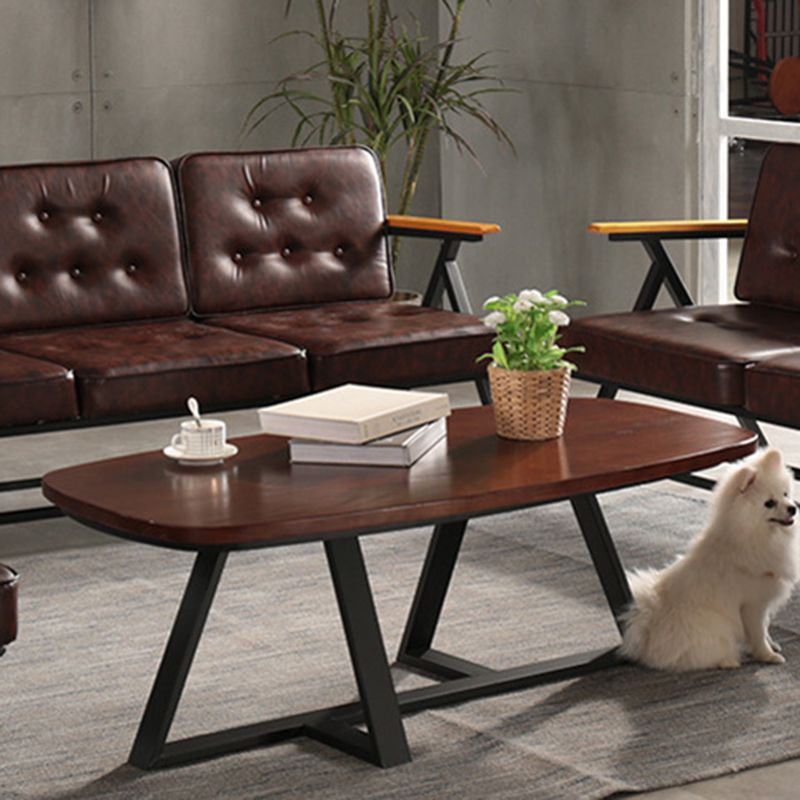 Modern Style 1 Single Coffee Table Pine Wood Brown Cocktail Table