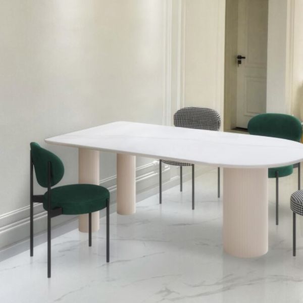 Freie Form weißer Top Esstisch Minimalistischer Sinterstein Tisch mit 3 Beinen
