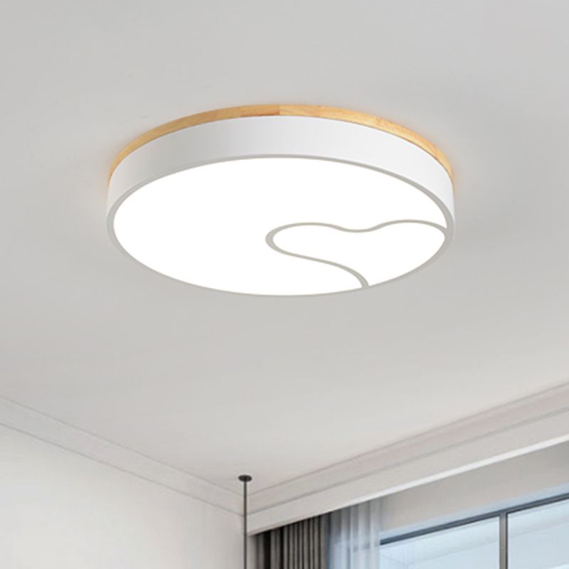 Led Nordic Flush Light met Metal Round Shade Groen/Grijs/Wit Plafond Flush Lamp in Warm/Wit