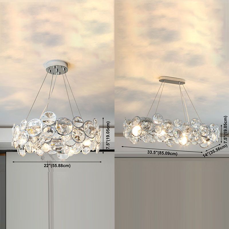 Post Modern Style Crystal Island Light Clear Simplicity Hanging Light per sala da pranzo