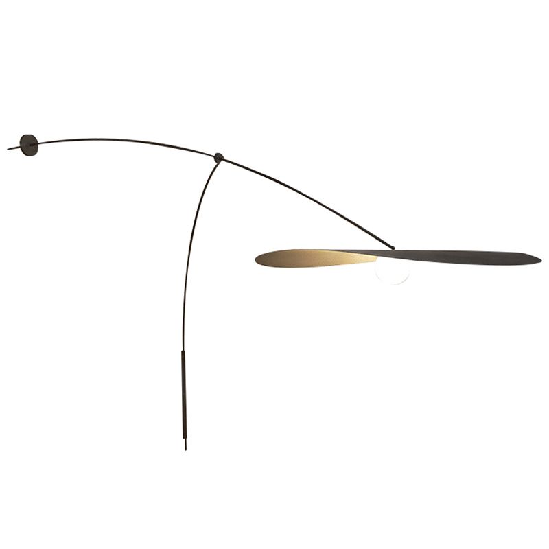Postmodern Lotus Leaf Shaped Wall Lamp Metal 1-Light Bedroom Wall Light with Balance Arm