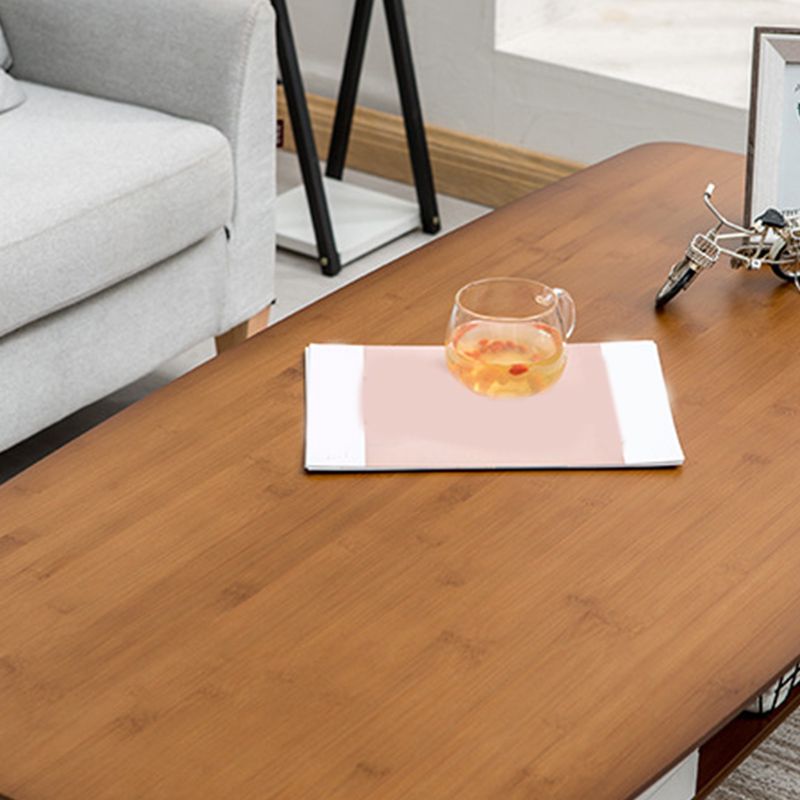 Modern Bamboo Wood/walnut Ribbon Storage Space Rectangular Coffee Table