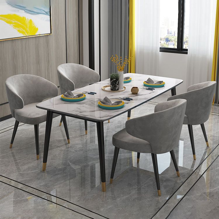 Modern Dinette Set 1/4/5 Pieces Rectangle White Marble Dining Table Set