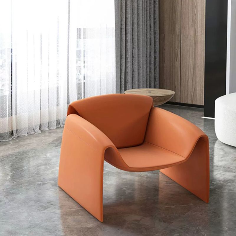 Contemporary Bonded Leather Arms Included with Pillow Accent Armchair