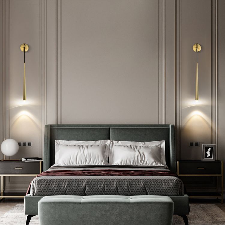 Tapered Brass Sconce Light Fixture Modern Style 1-Light Wall Mounted Lighting