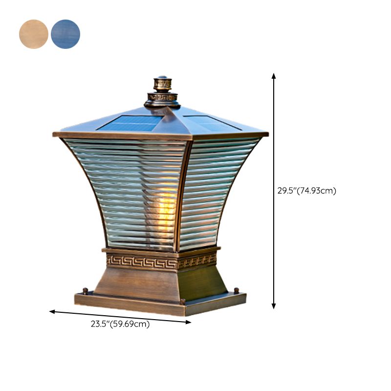 Modern Pillar Light Geometric LED Solar Lighting Fixture for Backyard