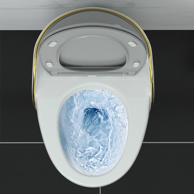 Modern Toilet Bowl Floor Mounted Porcelain Round All-In-One Flush Toilet