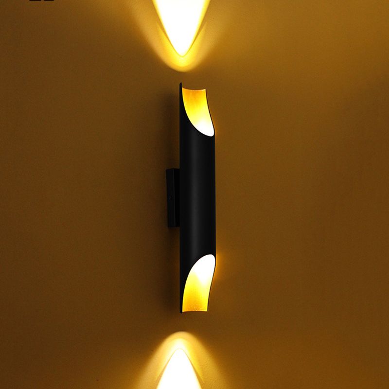 Luz de pared cilindroide negra y dorada en lámpara de pared de aluminio lacado en estilo creativo moderno