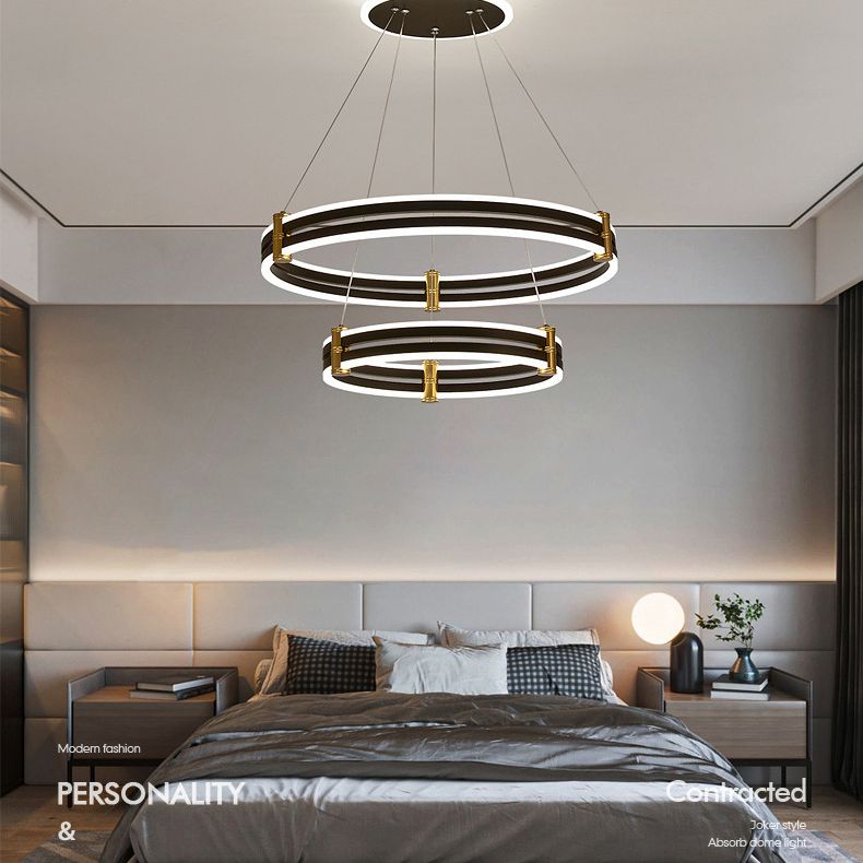 Postmodern Simplicity Round Ceiling Chandelier Acrylic Hanging Light with Hanging Cord for Living Room