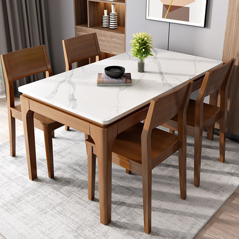 White Stone Table Mid-Century Modern Dining Table with 4 Legs