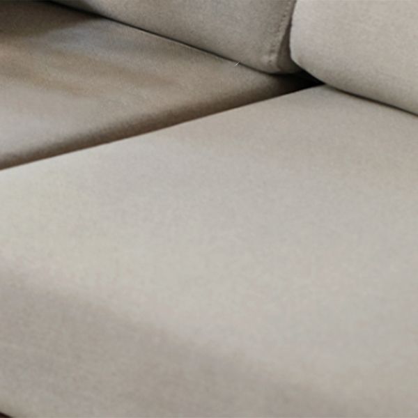 Farmhouse Square Arm Fabric Solid Wood Sofa in Brown for Living Room