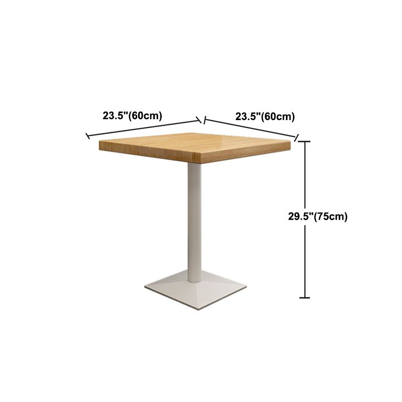 Metal Industrial Square Dining Table Pine Wood Top Table with Pedestal