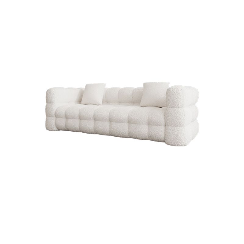 Tuxedo Arm Sofa Sewn Pillow Back Modern Seating in White for Apartment