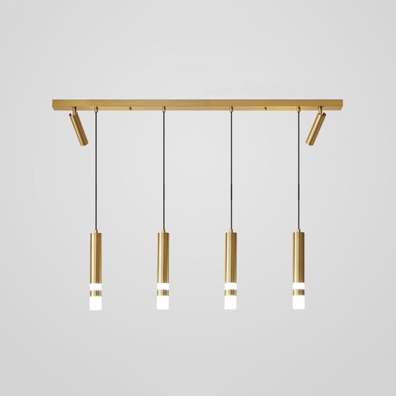 Cilindros de oro Luz de la isla Luz de estilo contemporáneo LED Metal Island Fixture