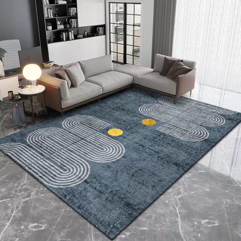 Modern Geometric Pattern Rug Area Rug Polyster Non-Slip Backing Washable Carpet