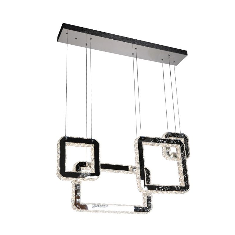 Square Crystal Cluster Pendelleuchte minimalistische LED schwarze Hanglampe Kit für Living ROM