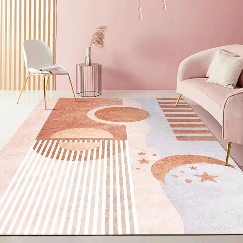 Colorblock Rug Area Carpet Non-Slip Backing Easy Care Indoor Rug for Home Decor