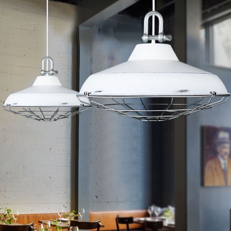 Metallrahmen Anhänger Beleuchtung mit Scheunen Schatten Industrial 1 Glühbirnen Wohnzimmer Hanging Lampe in Weiß/Kupfer/Rost