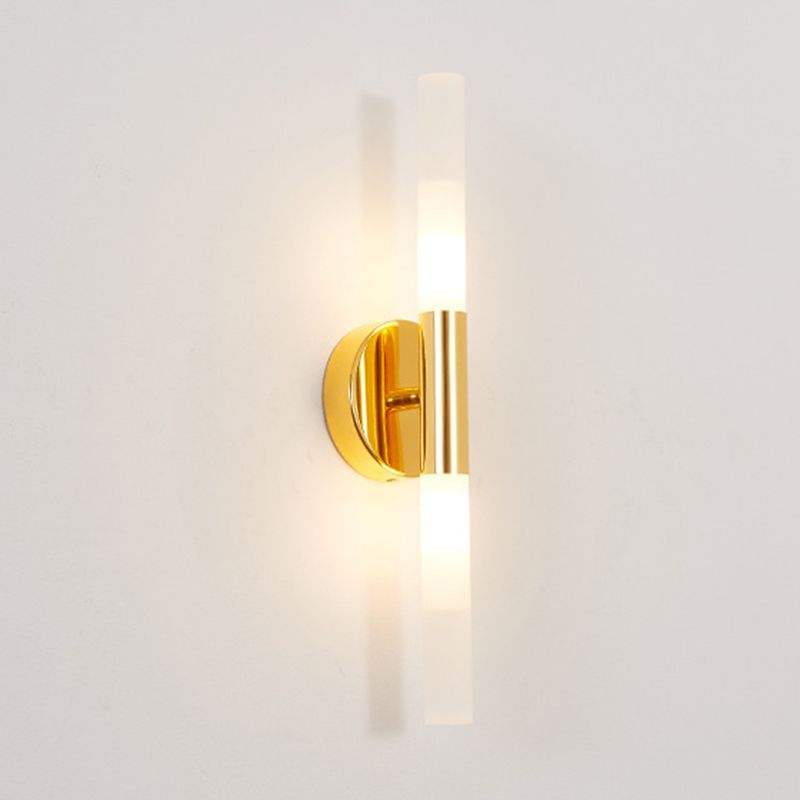 Cylinder Shape Vanity Lamp Modern Style Glass 2 Lights Bath Light in Black/Gold