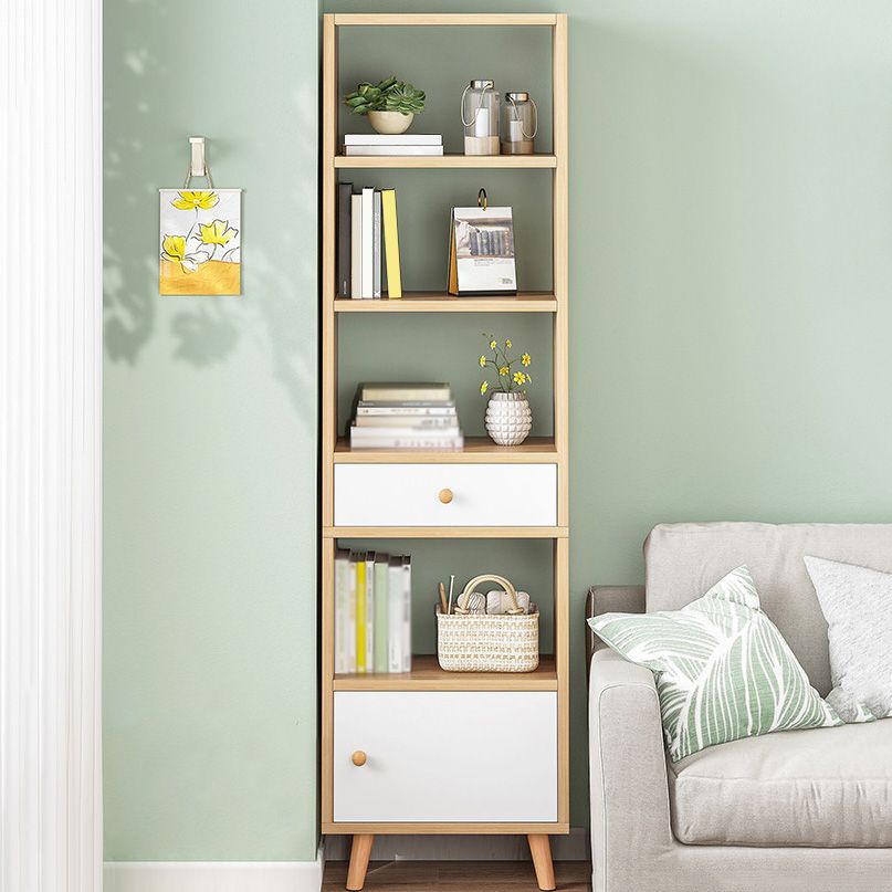 Wood Bookshelf Scandinavian Style Bookcase for Home Office and Study Room