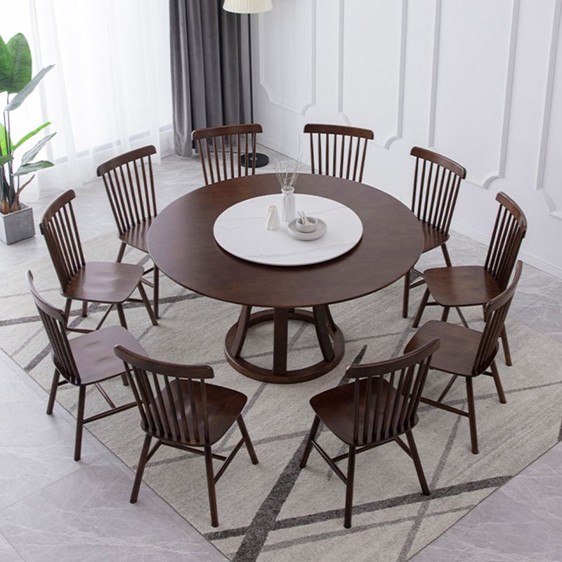 Modern Style Home Solid Wood Dining Table Round Shape Table with Single Pedestal