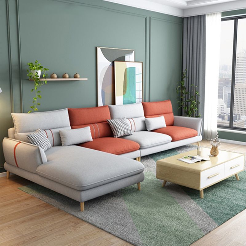 Contemporary Flared Arm Stationary Living Room Cushions Sofa Chaise