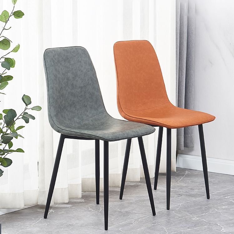 Chaises de salle à manger contemporaines en métal sans accoudoirs en cuir PU (Ensemble de 2)