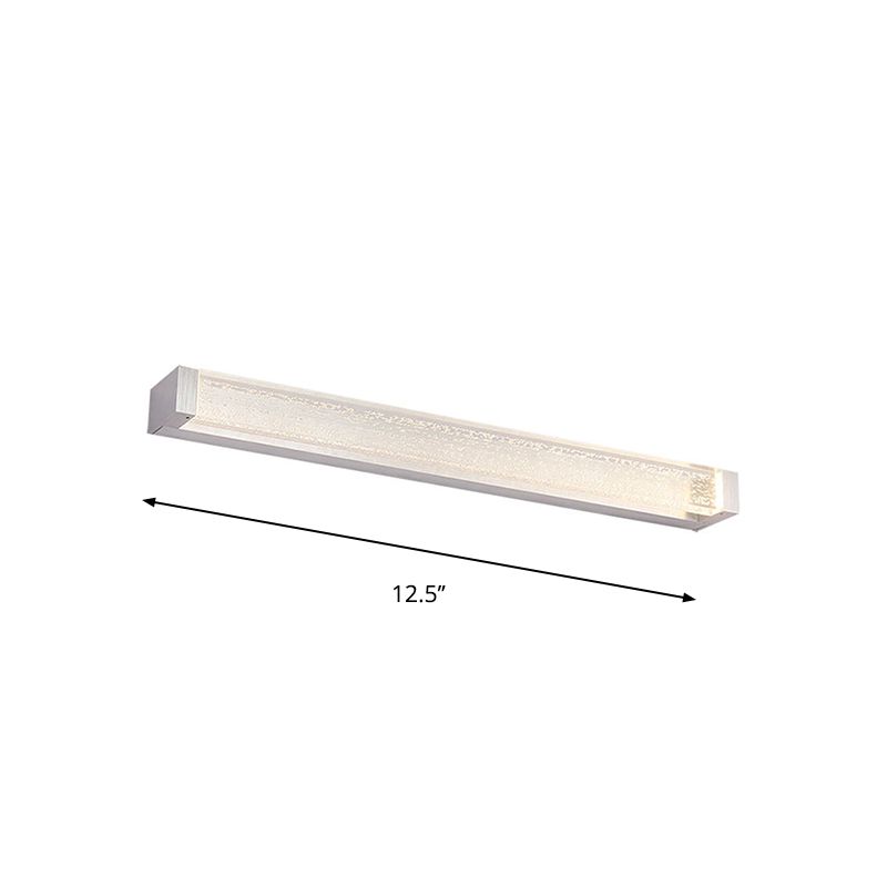 Rechteckige Badezimmer Wandhalterung Lampe klarer Kristall 12,5 "/18" W LED zeitgenössischer Waschtischspiegel Licht in Weiß