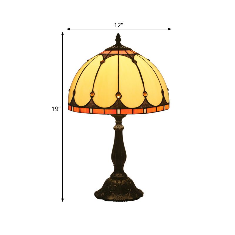 Domed Night Lighting Traditional Cut Glass 1 kop zwarte tafellamp met juwelendeco