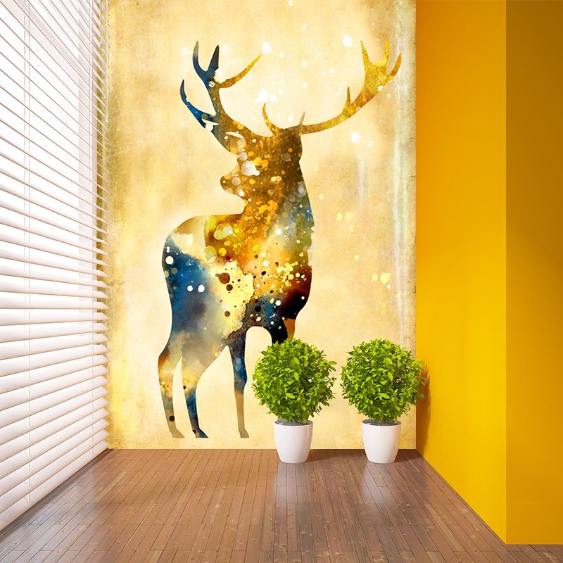 Beige Stag Wall Murals Decal Moisture Resistant Artistry Bedroom Wall Decoration