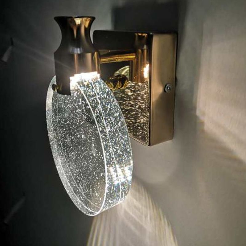 Moderne minimalistische stijl cirkelvormige wand gemonteerd verlichtingskristal 1 lichte sconce verlichtingsarmatuur voor slaapkamer