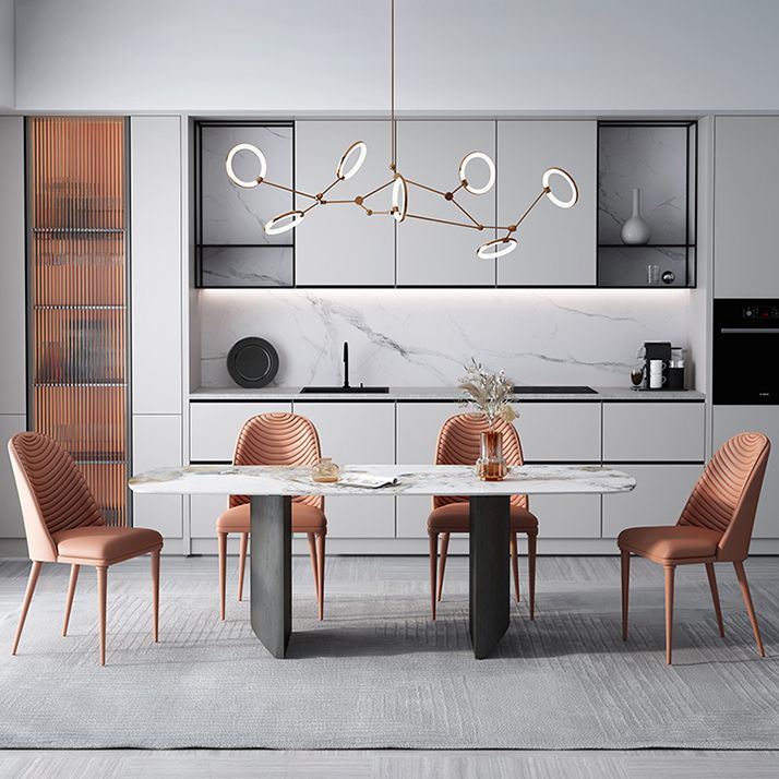 Metalen moderne rechthoekige binnentafel Gesinterde stenen tafel voor eetkamer