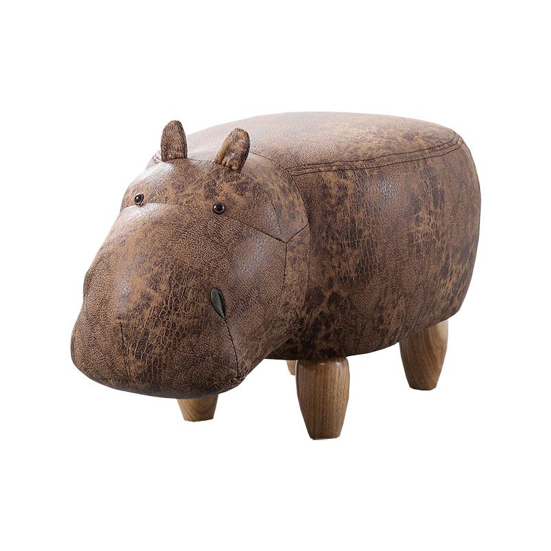 Leather Standard Stool Modern Style Simple Household Hippo Footstool