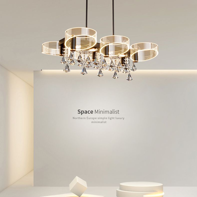 Luces de lámpara de araña de isla de estilo moderno luces colgantes de aluminio LED para comedor