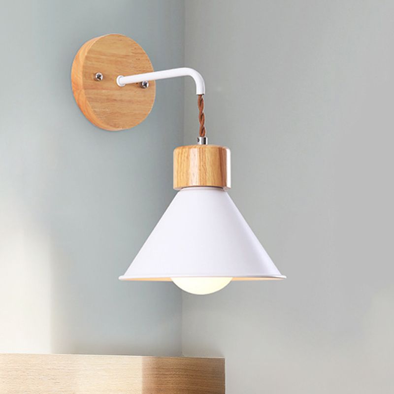Trumpet Metal Sconce Modernism 1 Head Grey/White/Pink Wall Mounted Light Fixture for Bedside