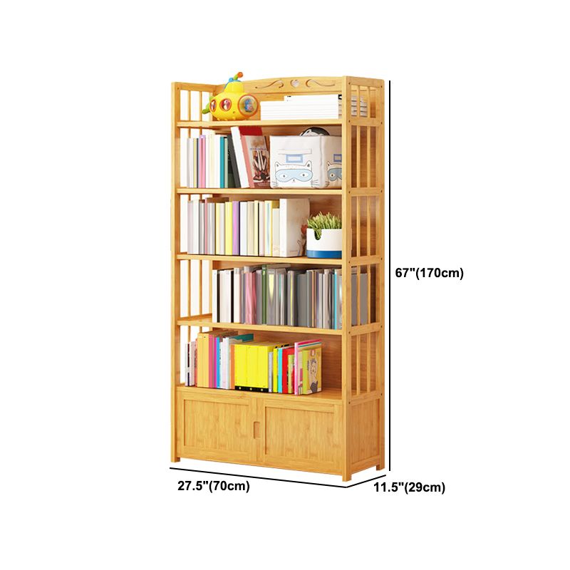 Modern Vertical Wood Book Shelf Brown Closed Back Shelf Bookcase for Study Room