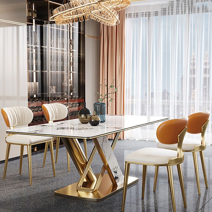 Traditional Luxury Dining Table Stainless Steel Dining Site Table for Indoor