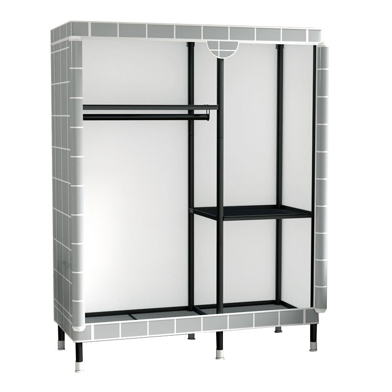 Contemporary Wardrobe Cabinet with Shelves Steel Wardrobe Armoire
