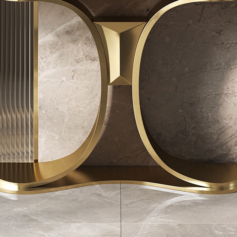 Glam Free Form Console Table with Stainless Steel Bracket for Hall
