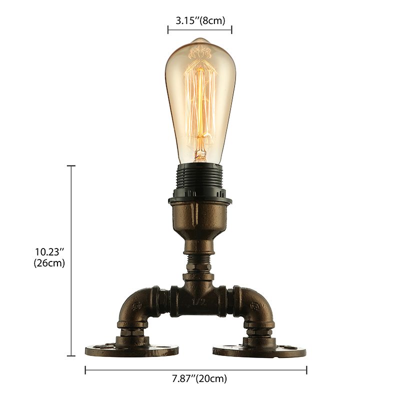 Illuminazione da tavolo a vista industriale con design del tubo 1 testa metallica in piedi in nero in nero per caffetteria