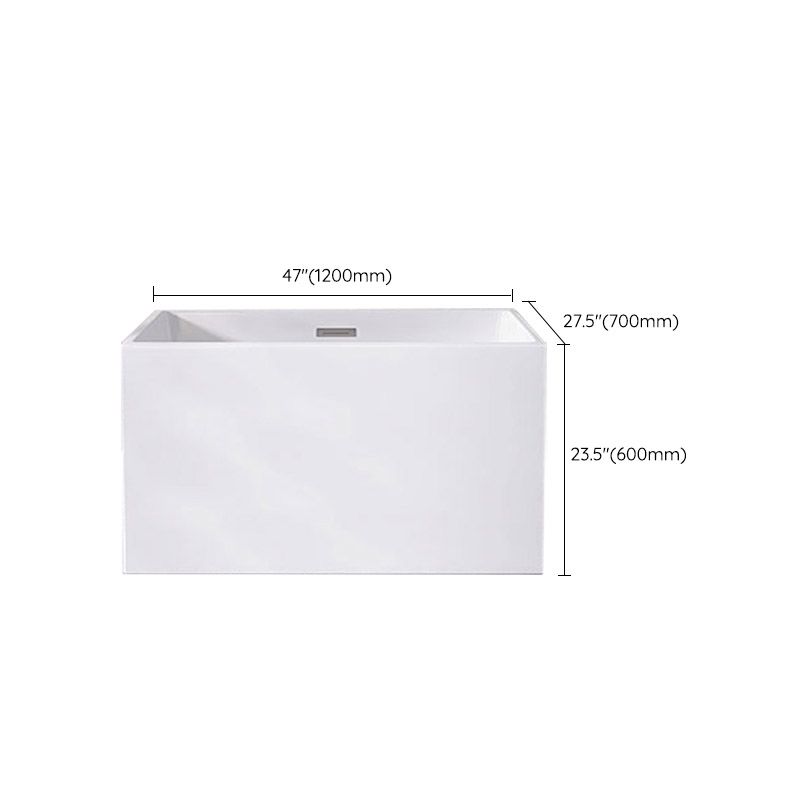 Modern Style Freestanding Bath Tub Rectangular Acrylic Soaking Bathtub in White
