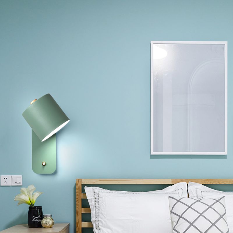 Metal Macaron Sconce Cylinder Shade 1 Light Nordic Modern Wall Mount Light